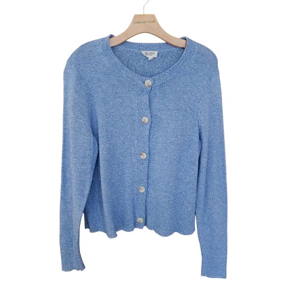 Candace Cameron Bure Cardigan Womens M Blue Cotton Sweater Classic‎ Minimalist - Picture 1 of 9